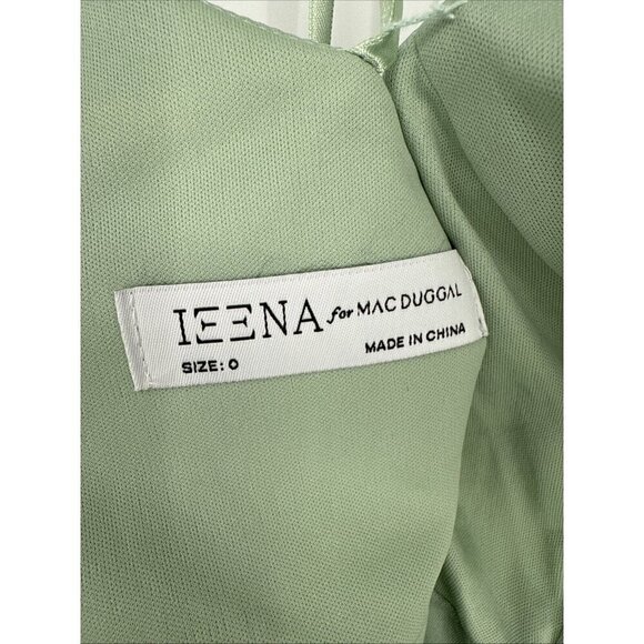 Mac Duggal Size 0 Sage Green Asymmetric Ruffled Satin High-Low Prom Gown Dress - Picture 9 of 10